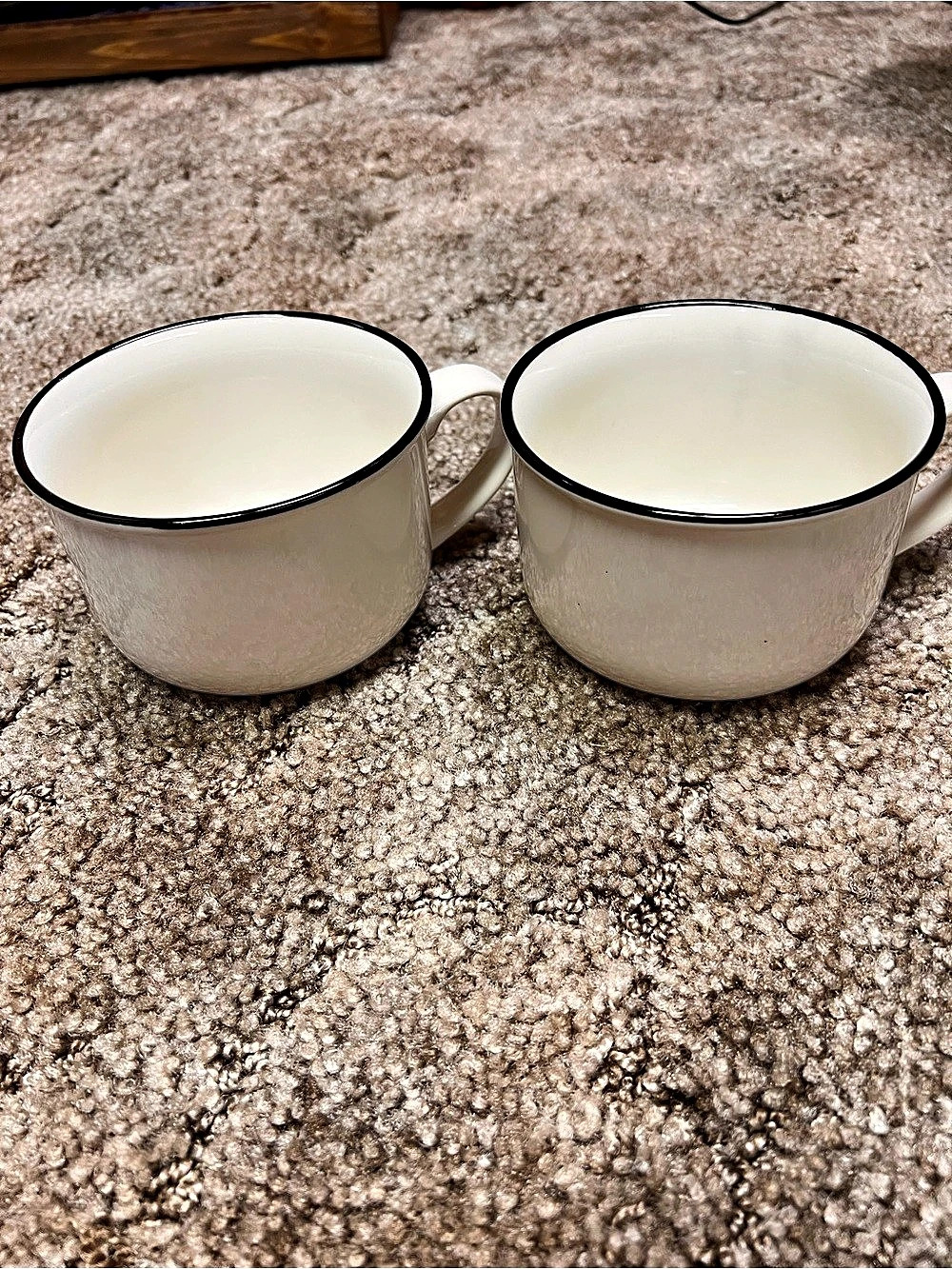Off White Enamel-Style Mugs Set of 2